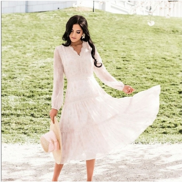 ISO RACHEL PARCELL VEILED ROSE DRESS LARGE - Picture 2 of 4